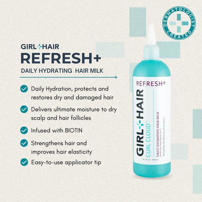 GIRL+HAIR Ultimate Travel Hair Care Set (3 x 3.4 fl.oz) | Encourage Hair Strength & Growth with Cleanse+ Shampoo, Nourish+ Leave-In Conditioner, & Refresh+ Hydrating Hair Milk | TSA-Compliant Kit