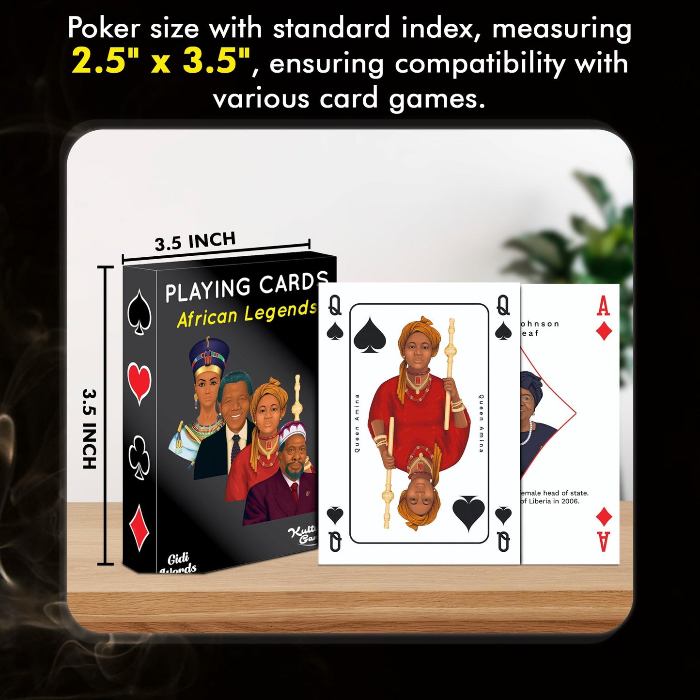 Kulture Games Playing Cards: African Legends - African Playing Cards - Trivia Party Game for Adults & Family Game Night - Black History Playing Cards – Inspirational African Legends Trivia Card Game