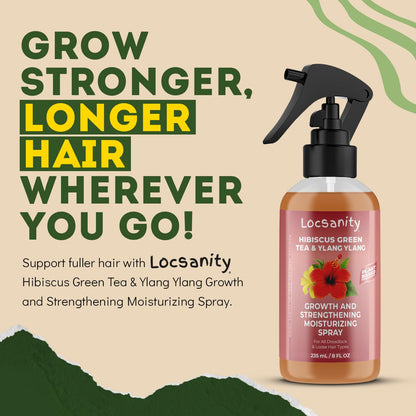 Locsanity Hibiscus Green Tea Hair Growth Spray for Dreadlocks and Loose Hairstyles Hair Care Treatment – Loc Moisturizer for Thicker, Fuller, Longer Hair (8oz)