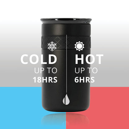 Elemental Artisan Insulated Tumbler, Triple Wall Coffee Travel Mug, Reusable Stainless Steel Coffee Tumbler with Ceramic Lid, Thermal Coffee Cups for Hot (6 Hrs) & Cold (18 Hrs), 12oz - Matte Black