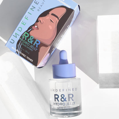 Undefined Beauty R&R Hydro Jelly Face + Eye Serum infused with Peptides, Hyaluronic Acid, Ashwagandha, Centella, Vegan Alternative to Snail Mucin for Dry Dehydrated Skin