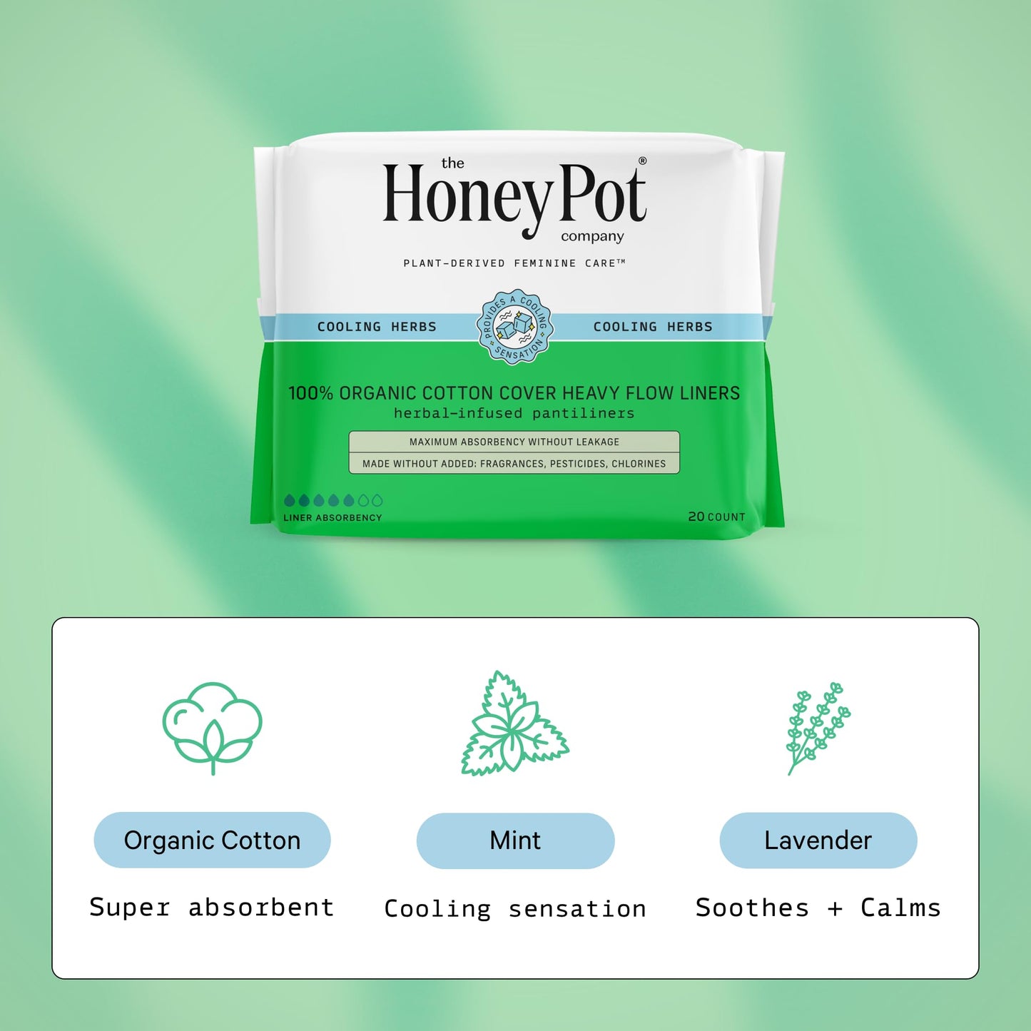 The Honey Pot Company - Heavy Liners & Cucumber Aloe Feminine Wash Bundle - Pads Infused w/Essential Oils - pH Balanced Feminine Products - Sanitary Pads - Feminine Care - FSA & HSA Eligible