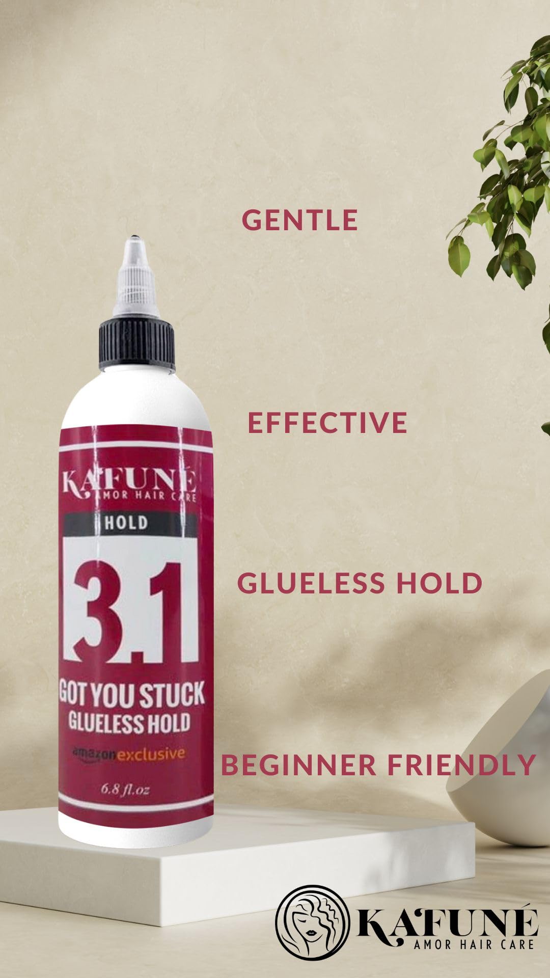 Kafune Amor Hair Care's Got You Stuck Glueless Hold: Perfect for Front Lace Wigs, Temporary Hold, Glueless, All Day Hold Lace Glue for Wigs and Toupee, Ideal for Wig and Baby Hair Styling