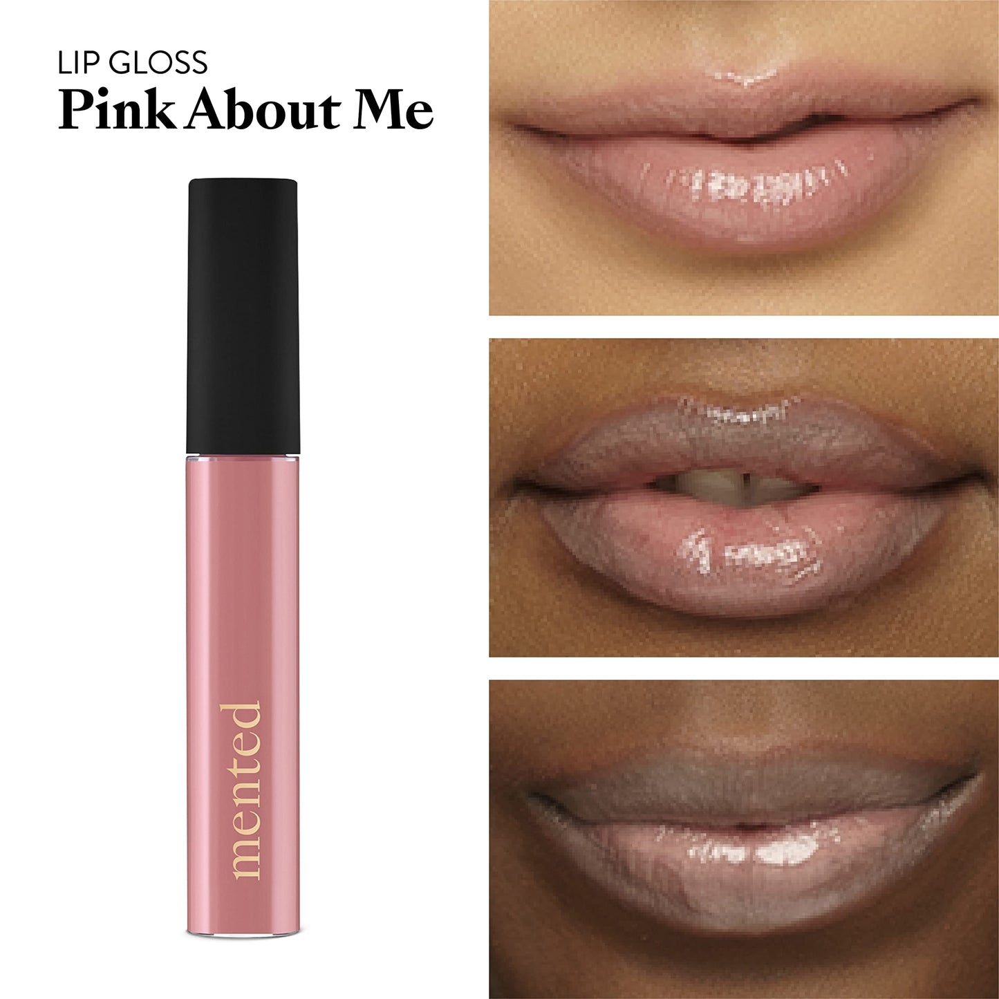 Mented Cosmetics | Long Lasting Pink Lip Gloss Shade, Pink About Me | Vegan Lipstick Topper, Paraben-Free, Cruelty-Free Gloss Topper