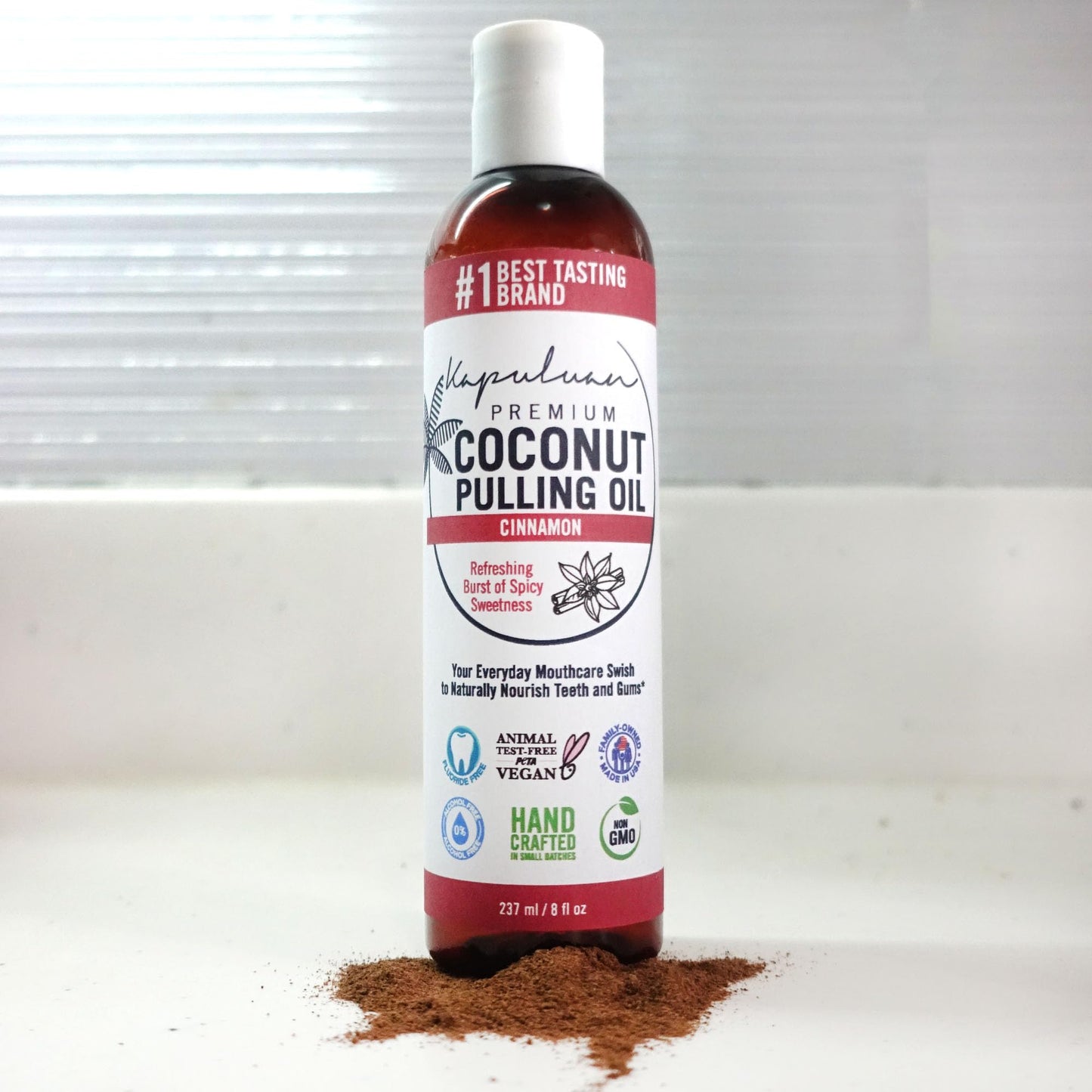 Kapuluan Coconut Oil Pulling for Teeth and Gums Mouthwash, 100% Pure and Natural, Non-GMO, Ayurvedic – Refreshing Cinnamon Essential Oils