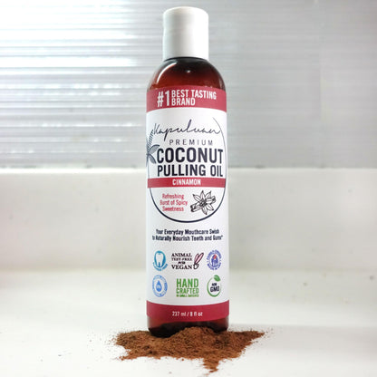 Kapuluan Coconut Oil Pulling for Teeth and Gums Mouthwash, 100% Pure and Natural, Non-GMO, Ayurvedic – Refreshing Cinnamon Essential Oils