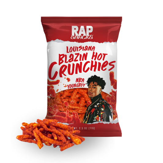 Rap Snacks YoungBoy Never Broke Again Louisiana Blazin Hot Crunchies 3.5 Oz Bags - Pack of 6