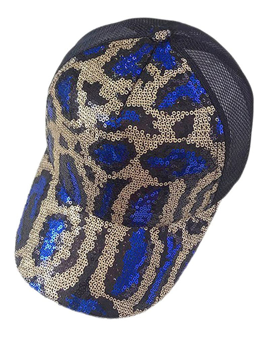 2Chique Boutique Women's Leopard Print Sequins Hat (Gold)