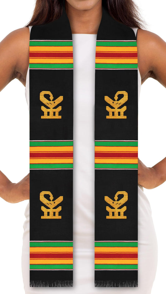 ADVANSYNC Kente Cloth Stole Black (Sankofa Bird Black)