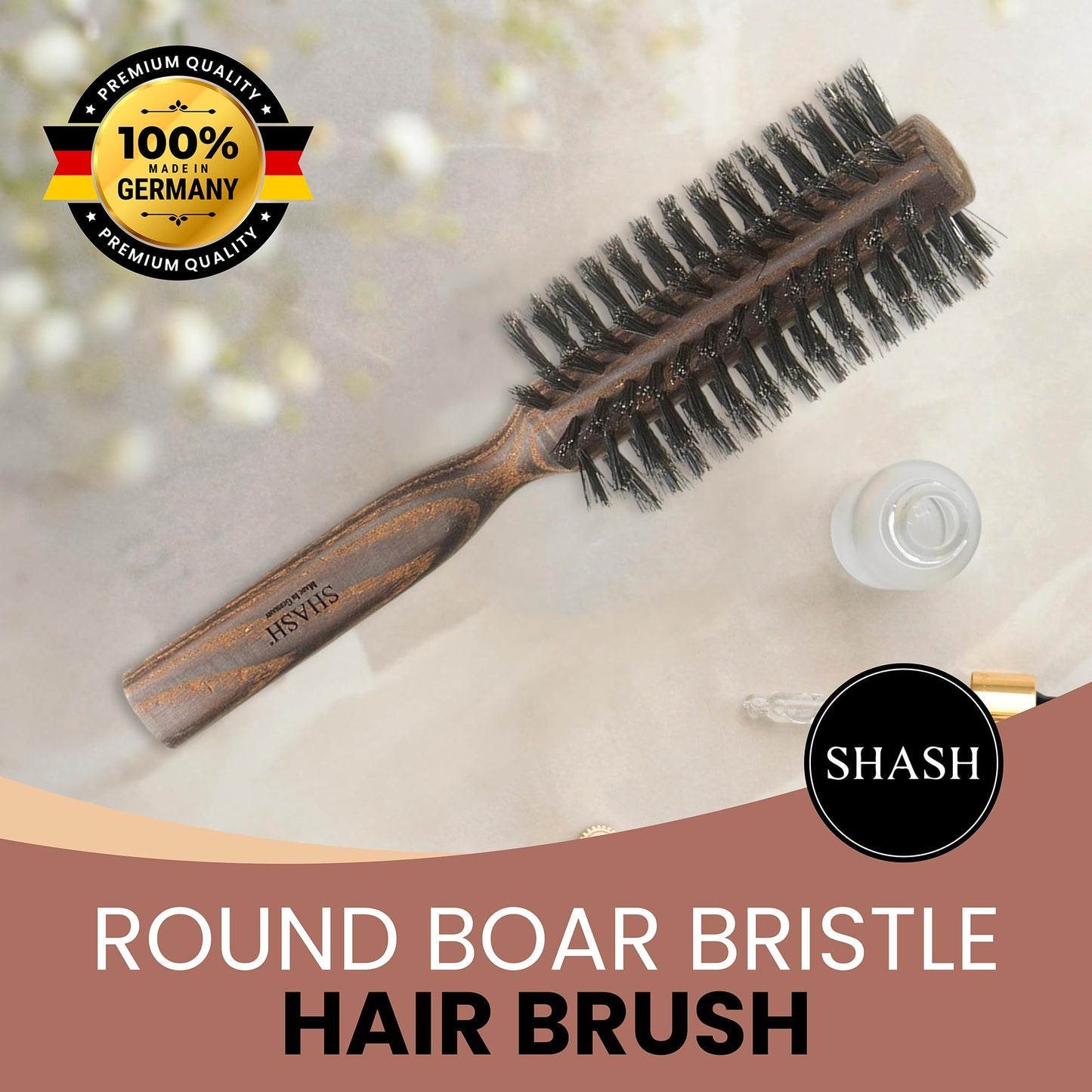 SHASH Smooth 100% Boar Bristle Body Brush - Made in Germany | Gently Exfoliates Skin for a Softer, Smoother Complexion | Promotes Circulation for a Healthy Glow