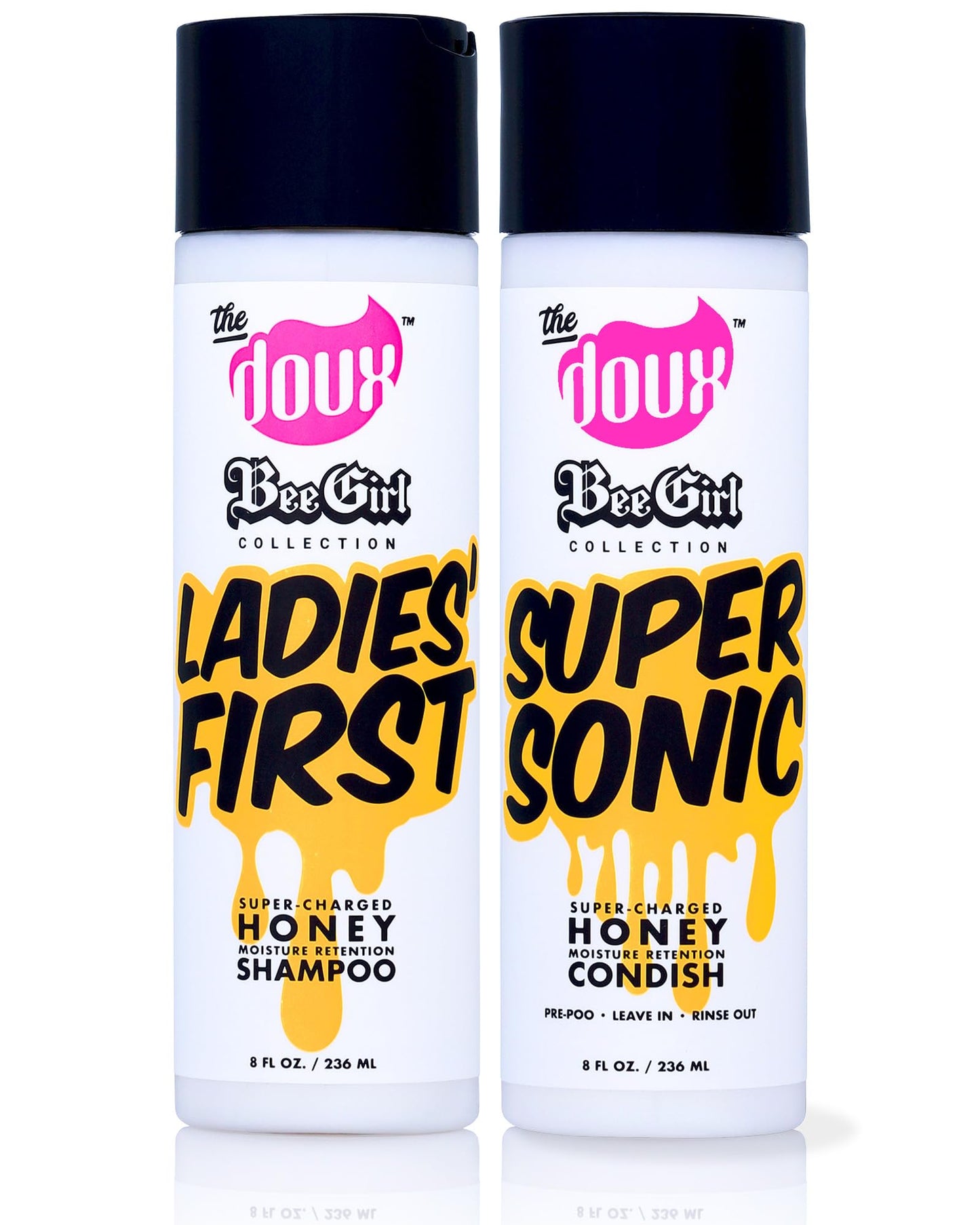 The Doux LADIES FIRST Honey Shampoo and SUPERSONIC Honey Condish - Hydrating Curl Shampoo and Conditioner Bundle - Leave In Conditioner