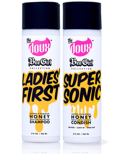 The Doux LADIES FIRST Honey Shampoo and SUPERSONIC Honey Condish - Hydrating Curl Shampoo and Conditioner Bundle - Leave In Conditioner