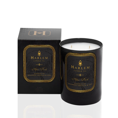 Harlem Candle Company After Dark Luxury Candle, 11 oz Black Glass Jar, Double Wick, Soy Wax, Gift Box, Bergamot, Saffron, Papyrus, Oak and Sweet Heliotrope, 80 Hour Burn