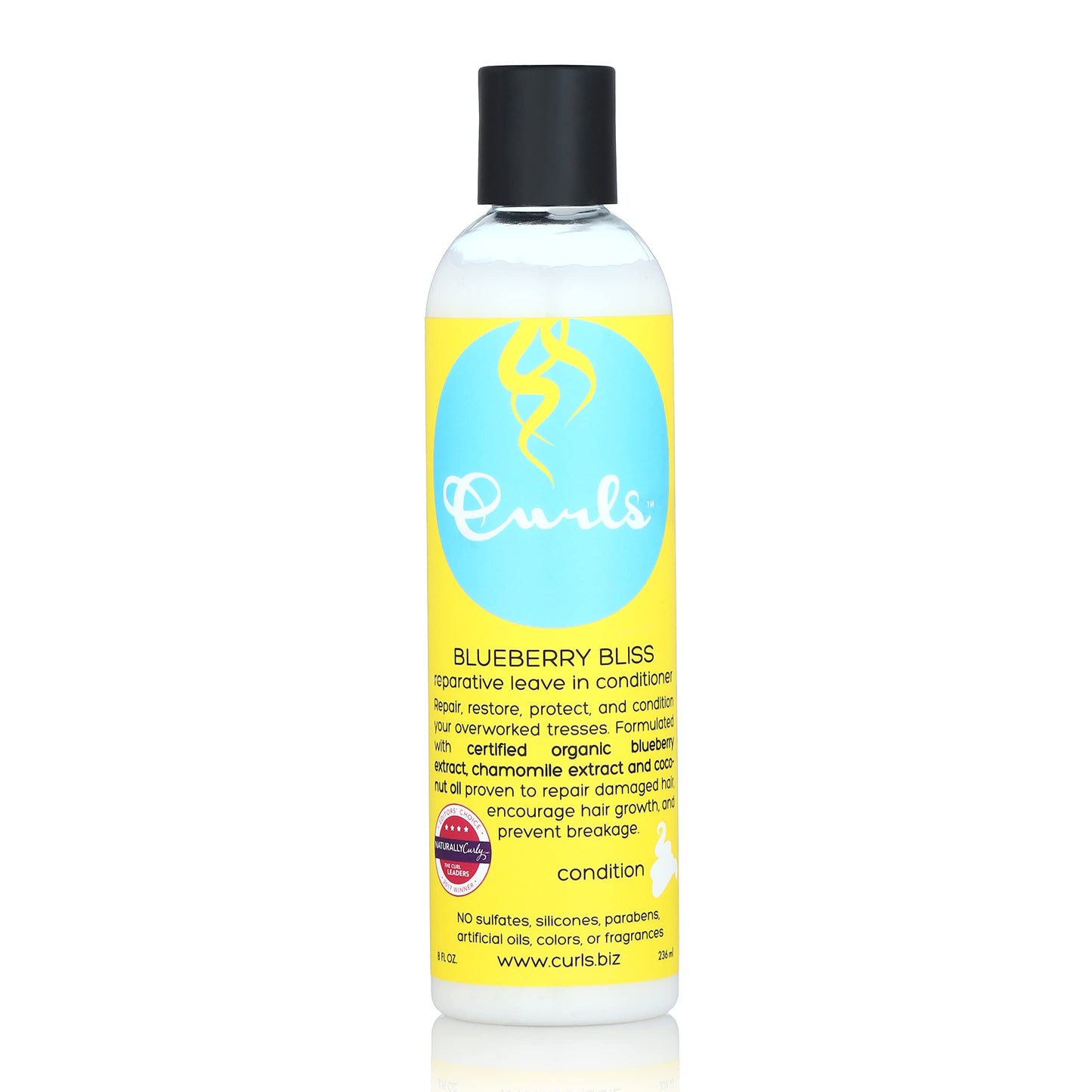 Curls Blueberry Bliss Reparative Leave In Conditioner - 8 oz, Helps Repair Damage and Prevent Breakage, Conditioner for Curly Hair, Wavy, and Coily Hair Types