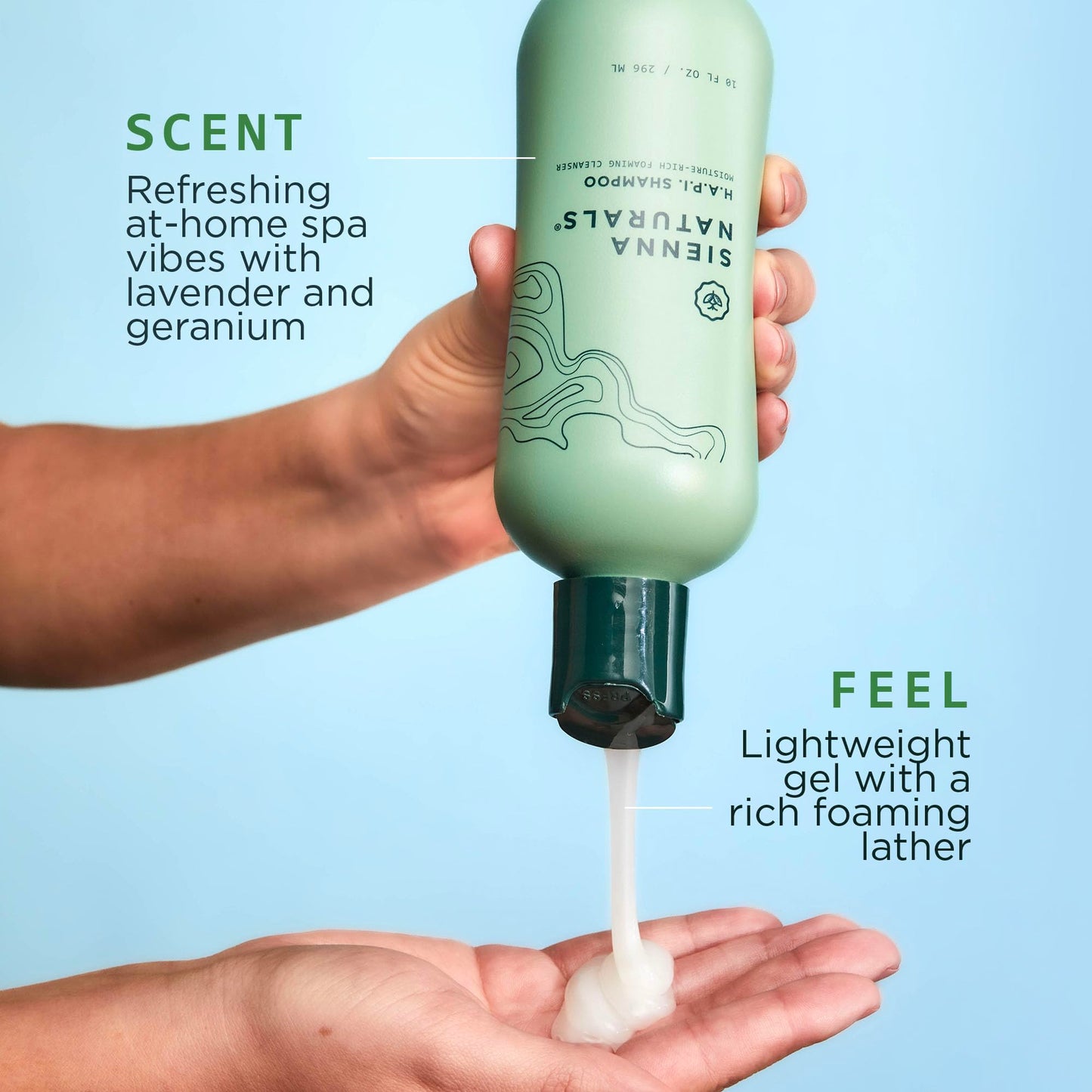 Sienna Naturals - H.A.P.I. Shampoo – Anti Frizz - Sulfate-Free, Scalp-Nourishing & Hydrating Cleanser – Gently Removes Buildup Without Stripping – pH-Balanced, Vegan & Clean Formula - 11oz