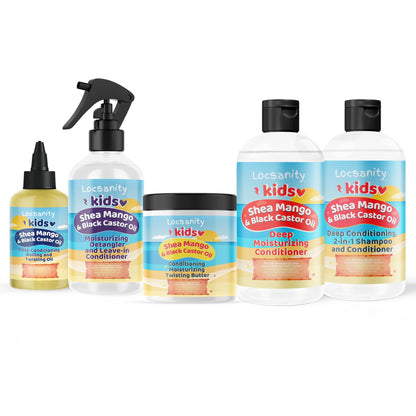 Locsanity Kids Shea Mango & Black Castor Oil Loccare/Haircare Bundle (Loose Natural Bundle)