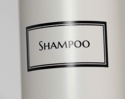 Artanis Home Silkscreened Empty Shampoo Bottle, Cosmo/Bullet 16 oz, White (Black Pump)