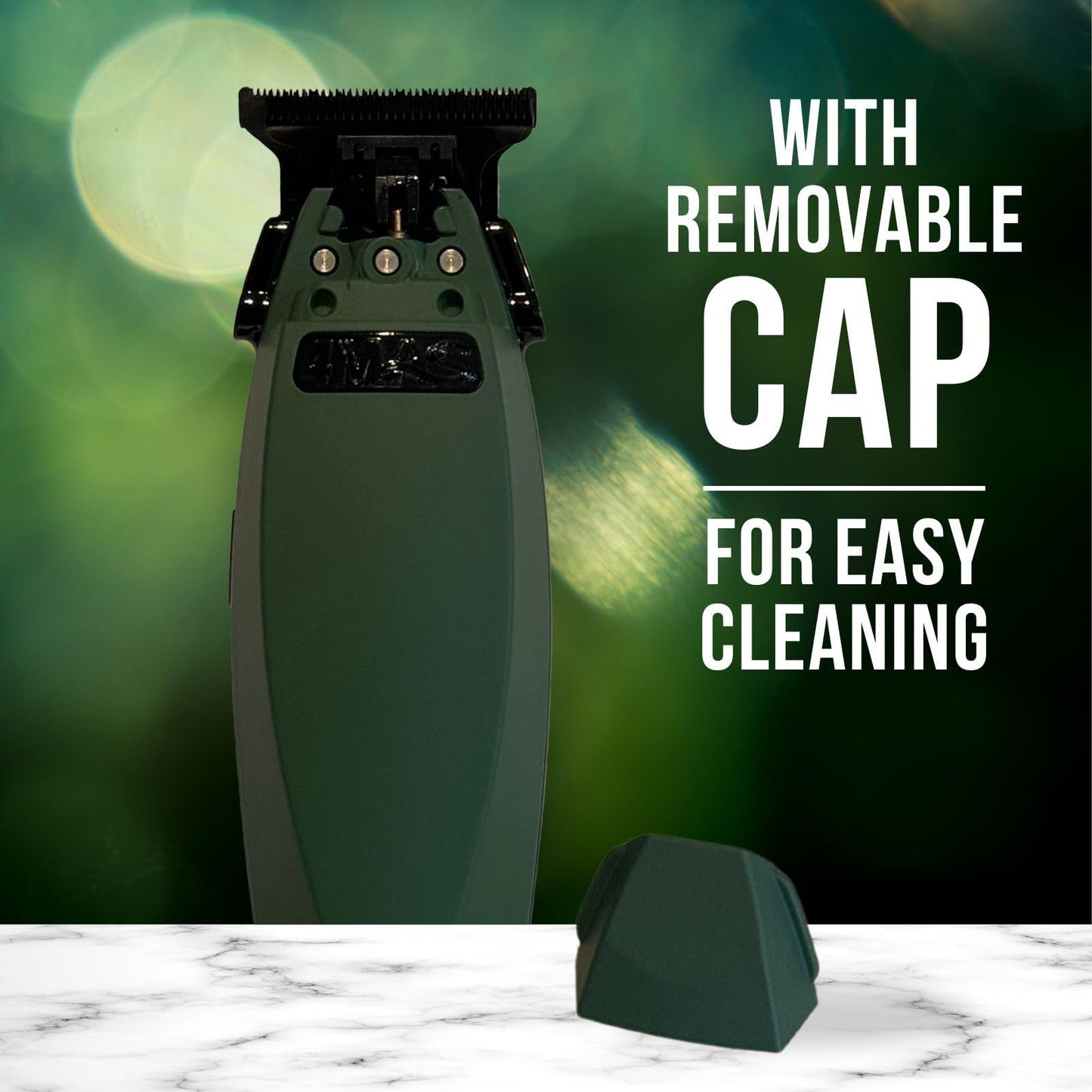 4MAS Kion Trimmer 2.0 - Professional Hair & Beard, Zero-Gapped, Cordless Lithium-Ion Trimmer with Charging Base (Green & Black)