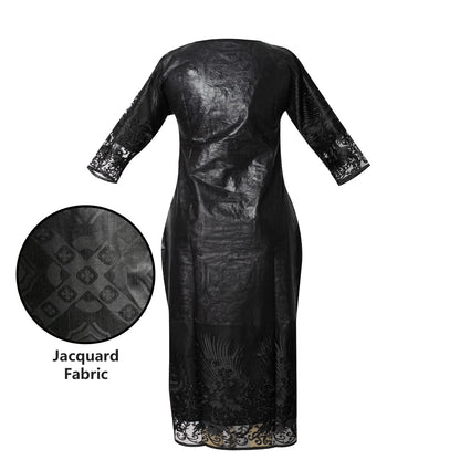 TIDOIRSA African Dresses for Women, Lace Sleeves Bazin Boubou Maxi Dress Evening Dress with Scarf (M,Black)