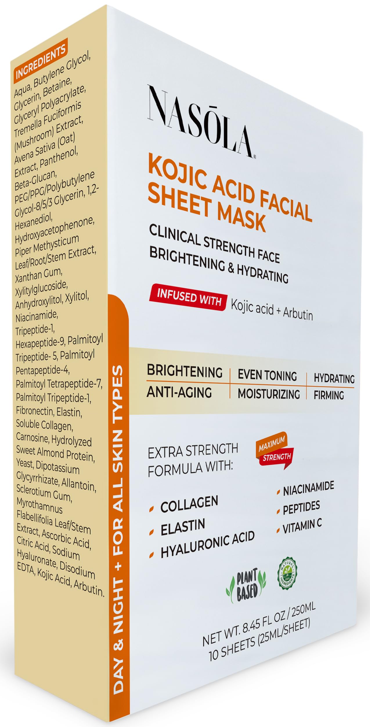 Nasola - Anti-Aging, Brightening, Hydrating, Moisturizing Skin Treatment Mask, 10pcs