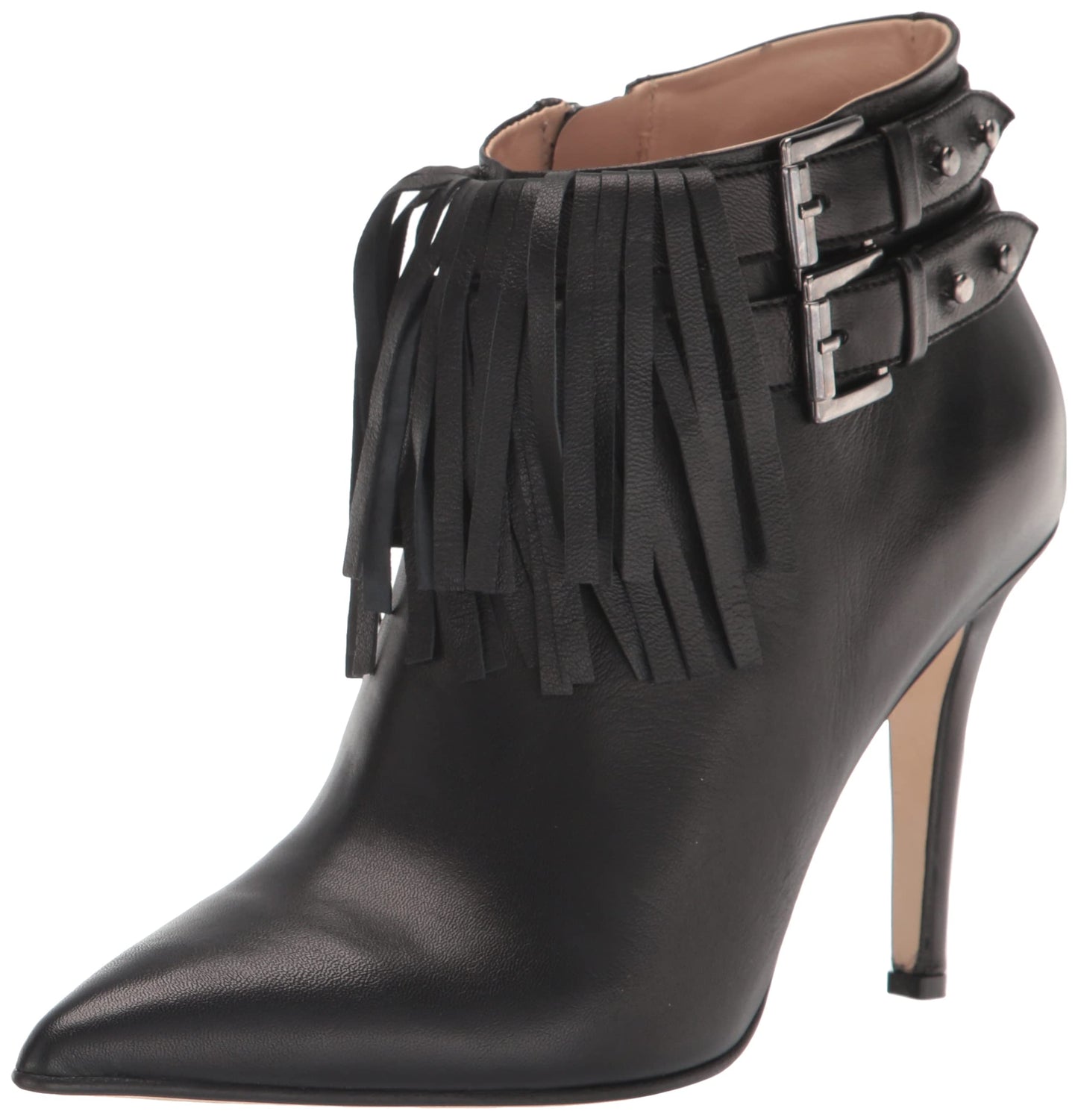 Tiannia Barnes Women's Jazzy Fringe Bootie Nappa Leather Ankle Boot, Black, 8