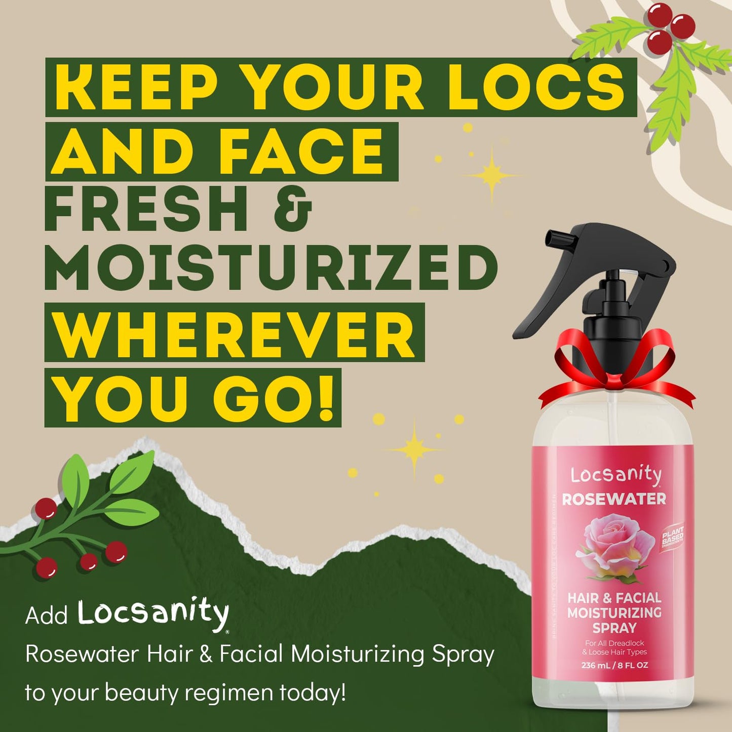 Locsanity Pure Rosewater Hair and Facial Daily Moisturizing/Refreshing Spray