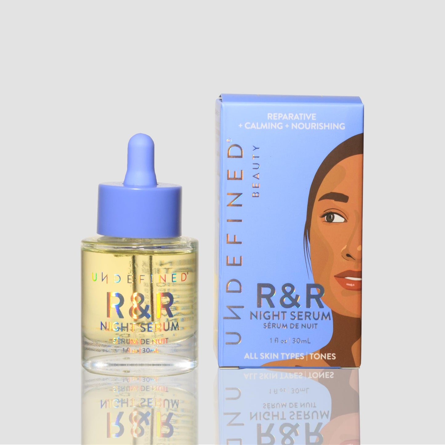 Undefined Beauty NEW R&R Night Serum Retinal Face Oil (retinaldehyde) with Blue Tansy, Tamanu, Bakuchiol, Squalane, Borage, Rosehip to repair, smooth and boost collagen, 1oz