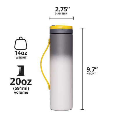 Elemental Iconic Stainless Steel Water Bottle with Straw - 20 oz Leak Proof Triple Wall Insulated Water Bottles for Travel and Sports - Reusable Gym Water Bottle with 2 Straws - Lightning Storm