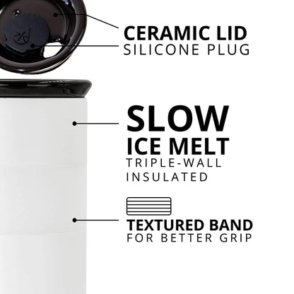Elemental Artisan Insulated Tumbler, Triple Wall Coffee Travel Tumbler, Reusable Stainless Steel Coffee Tumbler with Ceramic Lid, Thermal Coffee Cups for Hot (6 Hrs) & Cold (18 Hrs) 16oz - Matte White