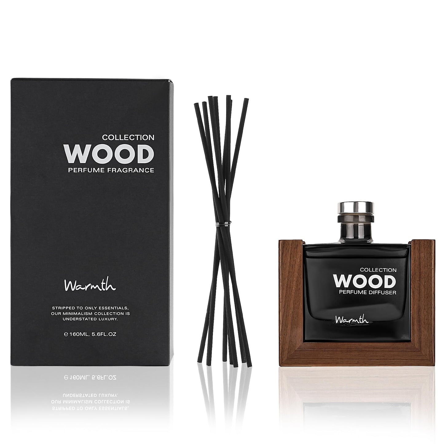 Scent Décor Luxury Reed Diffuser for Home Set with Scented Sticks and Essential Oil Refill in Glass Bottle, Decorative Wooden Frame – Warmth Fragrance for Bedroom Bathroom Office (5.6oz)