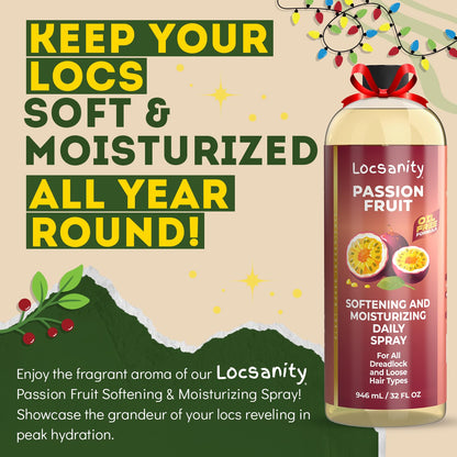 Locsanity Daily Moisturizing Spray for Dull, Dry Locs – Jumbo Size Passion Fruit Hair and Scalp Moisturizer for Dreadlocks, Sisterlocks, Microlocks, Braids to Control Oil and Frizz (32 fl oz)