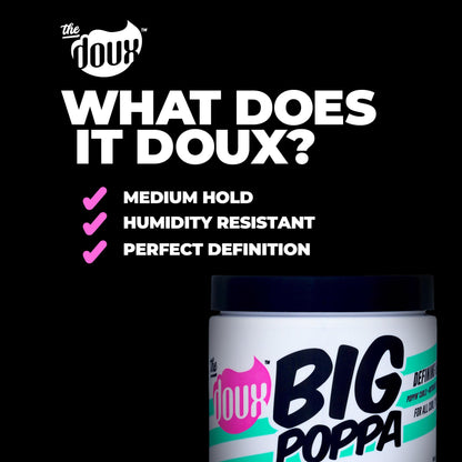 The Doux Big Poppa Defining Gel, Curling Gel to Fight Frizz and Humidity, Curl-Defining Hair Products, Suitable for All Curl Types