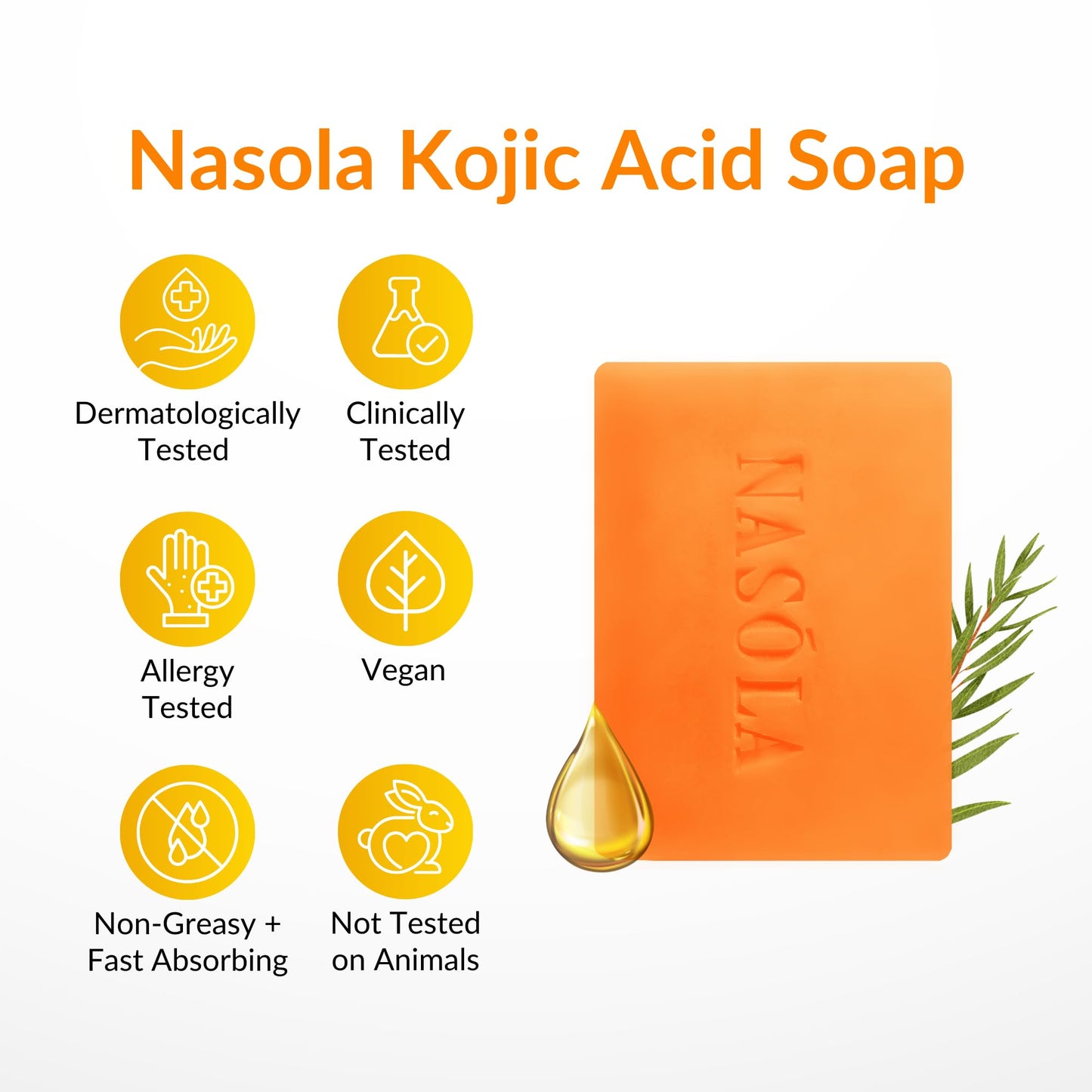 Nasola Kojic Acid Soap for Skin Clarifying, Complexion Revitalization, Radiance Boosting, Face & Body, Underarm & Armpit