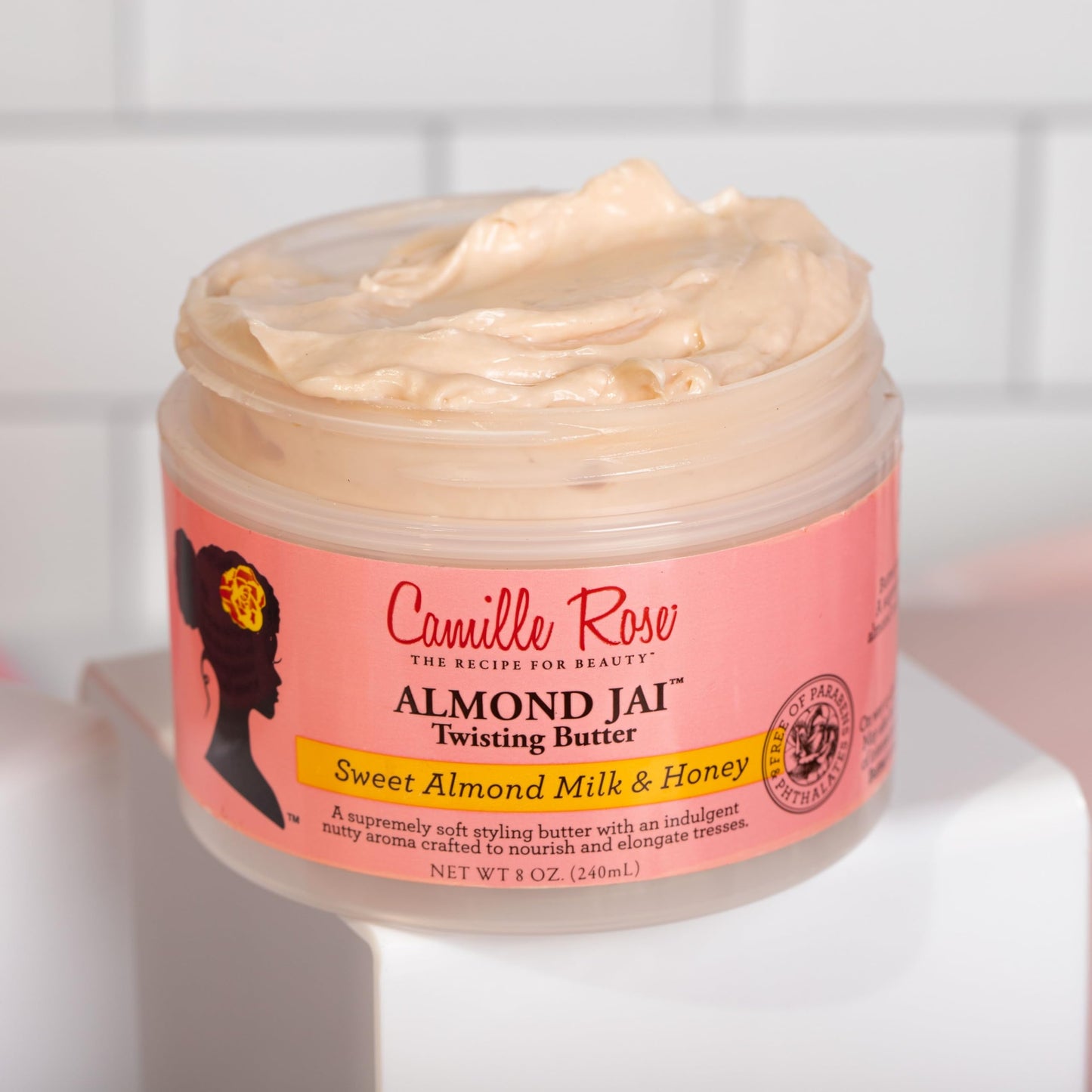 Camille Rose Almond Jai Twisting Hair Styling Butter, with Aloe and Honey, to Soften Smooth and Moisturize, for All Hair Types, 8 oz