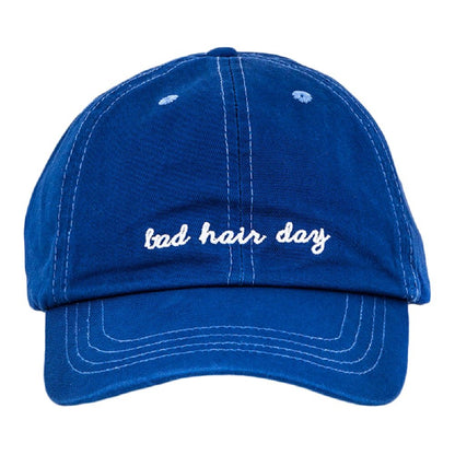 2Chique Boutique Women's Bad Hair Day Embroidered Cotton Cap Blue