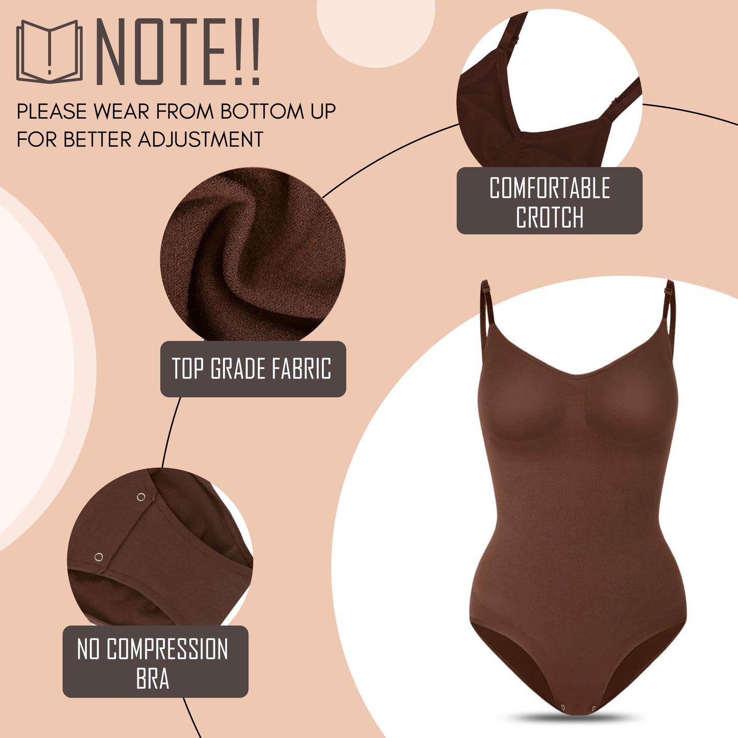 Seamless Bodyshaper Bodysuit for Women - Full Body Shapewear Body Sculpting Suits Sleeveless Round Neck