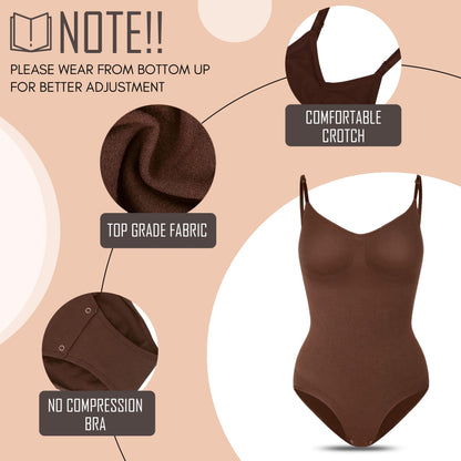 Seamless Bodyshaper Bodysuit for Women - Full Body Shapewear Body Sculpting Suits Sleeveless Round Neck