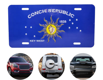 Conch Republic of Key West and The Florida Keys 3D Embossed Aluminum Car/Truck/RV/Man Cave/Golf Cart License Plate