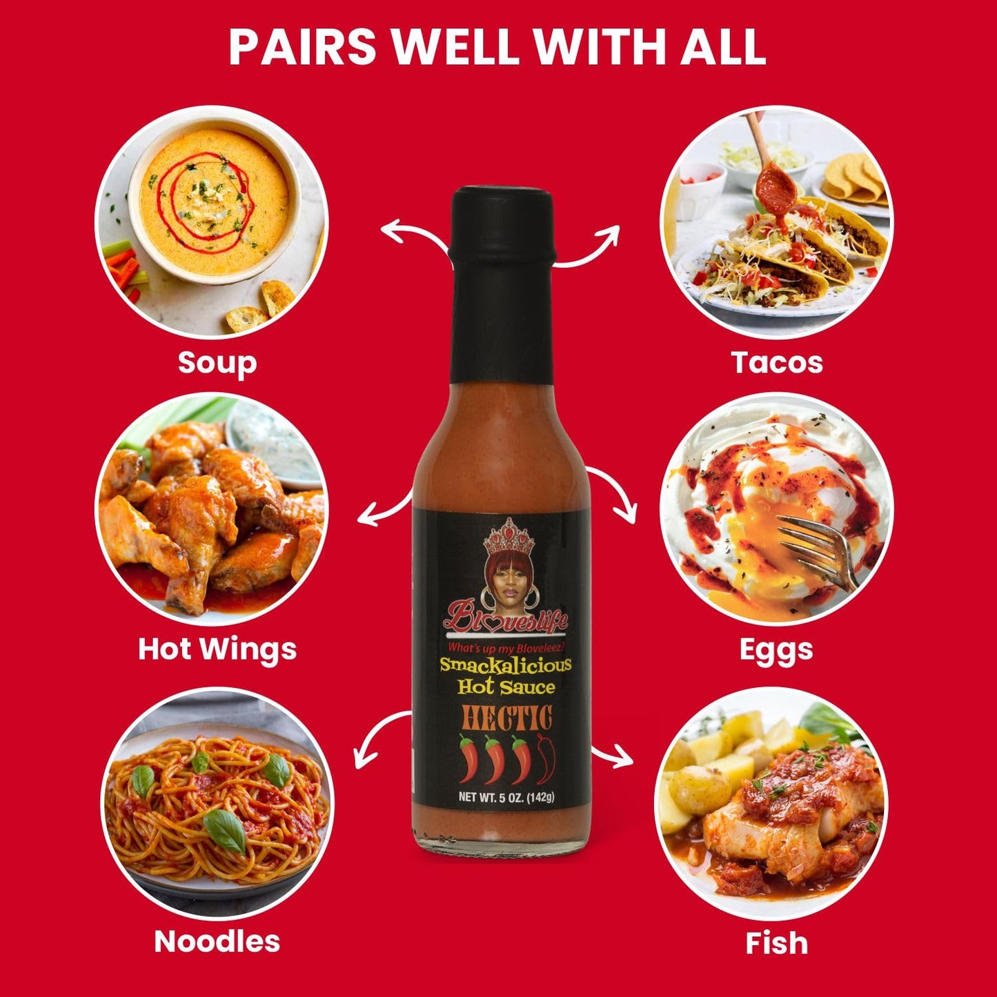 Blove's Smackalicious Hot Sauce, Ghost Pepper Vinegar Flavored Sauce, Vegan Organic Hot Sauce W/Low-Sodium, Low-Fat, No Added Preservatives & Flavours - All Natural Hot Sauce Hectic Bottle - 5 Oz