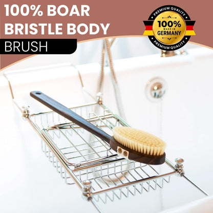 Since 1869 Hand Made in Germany - 100% Boar Bristle Body Brush, Gently Exfoliates Skin for a Softer, Smoother Complexion, Dry Brush Body Scrubber Helps Promote Circulation for a Healthy Glow