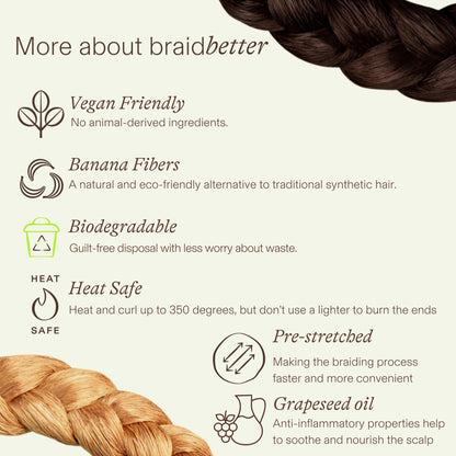 Rebundle plant-based braiding hair - Non-toxic, Eco-Friendly, and Hypoallergenic | Natural-Looking | Lightweight | Biodegradable | Best for: Box Braids, Knotless, Twists, Cornrows (Ocean, 22")