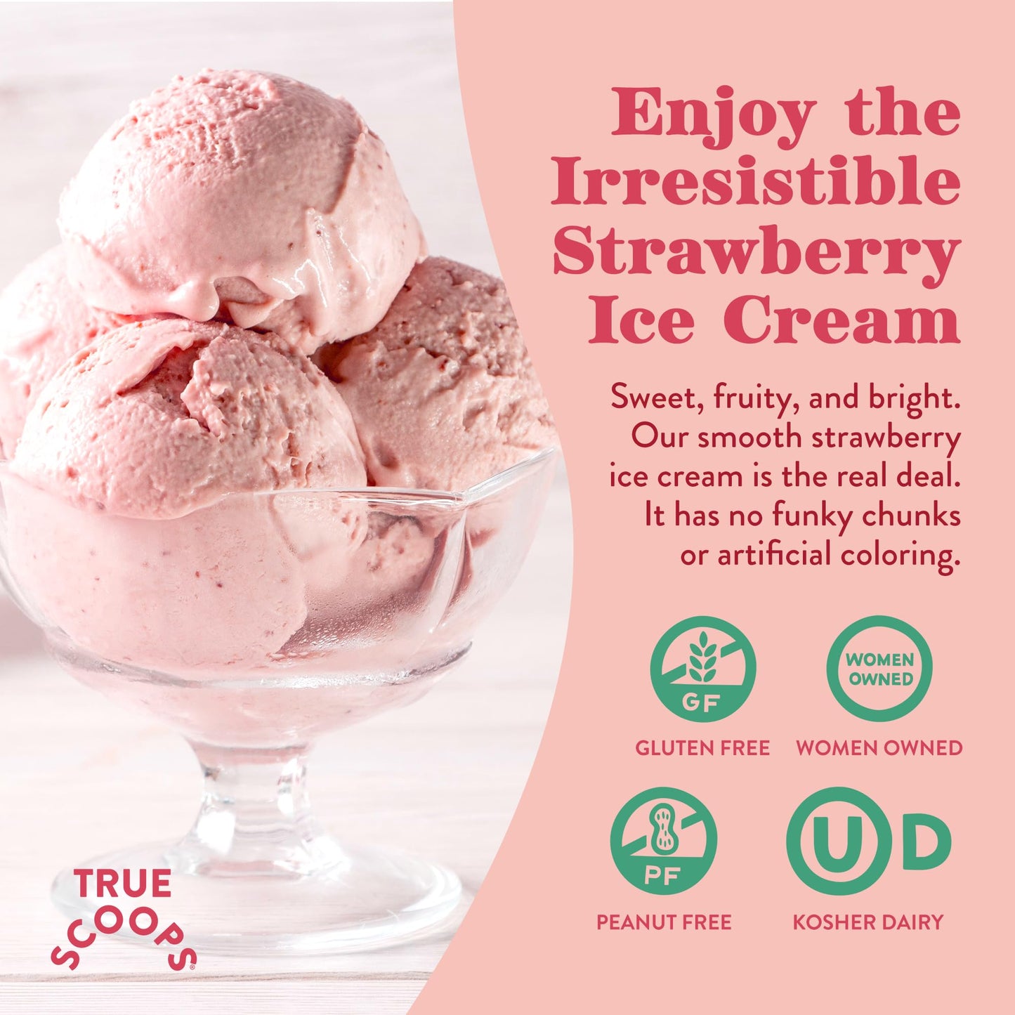 True Scoops 3-Pack Variety Ice Cream Mix - Vanilla Bean, Chocolate, Strawberry. Add One Ingredient - Half & Half! Makes 1 Pint of Ice Cream With an Electric Mixer. Gluten-Free, Peanut-Free, Kosher.