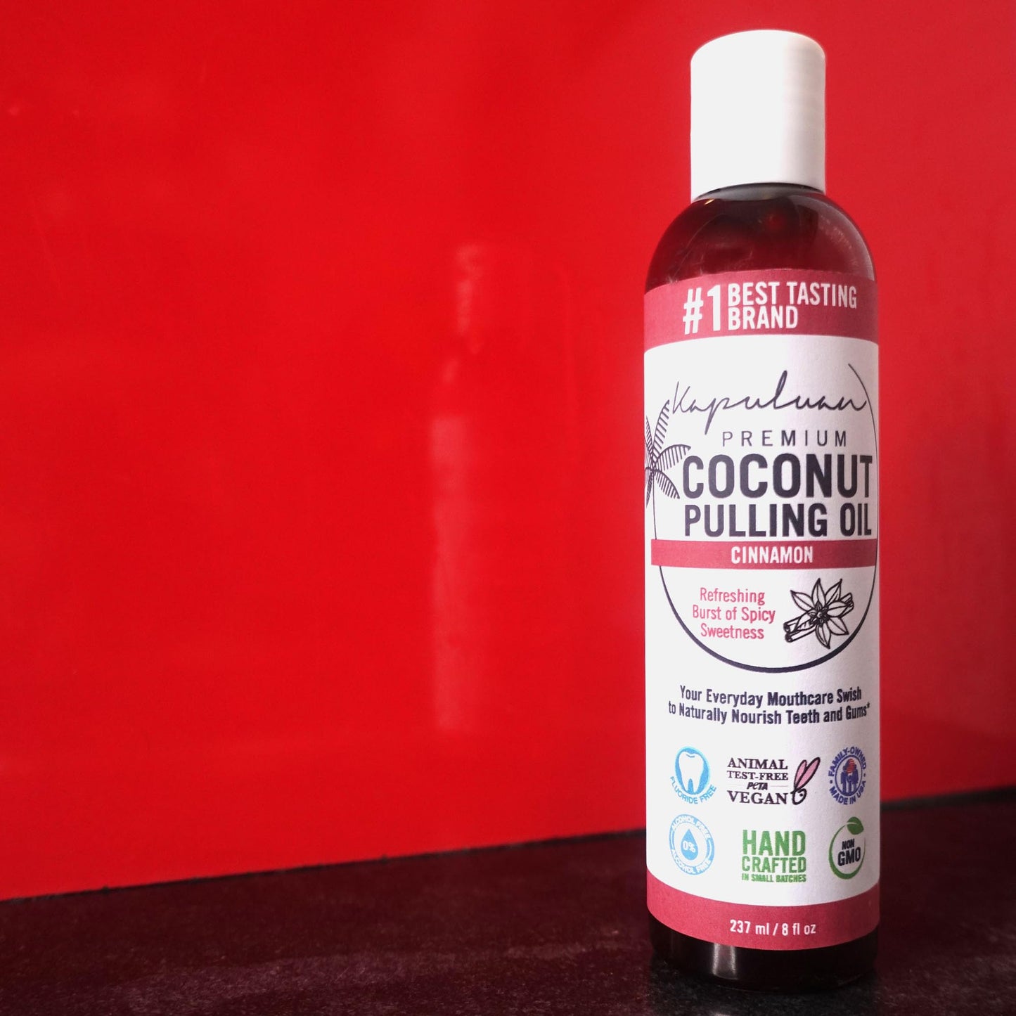 Kapuluan Coconut Oil Pulling for Teeth and Gums Mouthwash, 100% Pure and Natural, Non-GMO, Ayurvedic – Refreshing Cinnamon Essential Oils