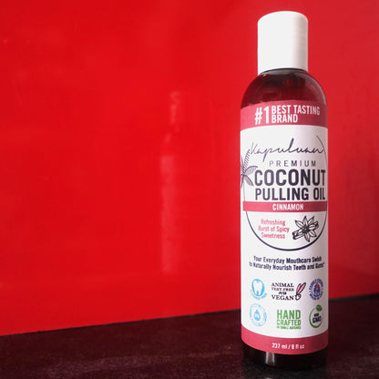 Kapuluan Coconut Oil Pulling for Teeth and Gums Mouthwash, 100% Pure and Natural, Non-GMO, Ayurvedic – Refreshing Cinnamon Essential Oils