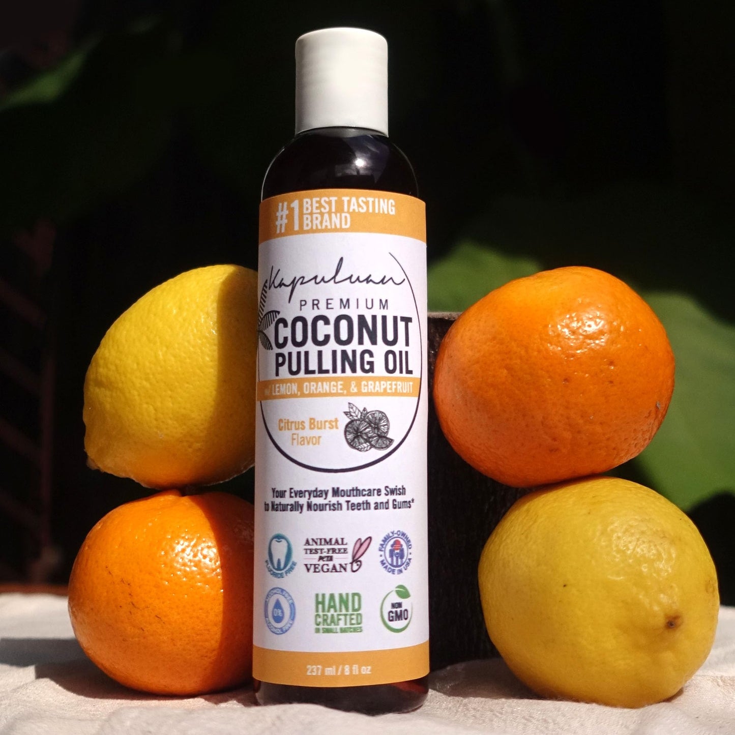 Kapuluan Coconut Oil Pulling for Teeth and Gums Mouthwash, 100% Pure and Natural, Non-GMO, Ayurvedic – Refreshing Lemon Essential Oil, Orange Essential Oil, and Grapefruit Essential Oils
