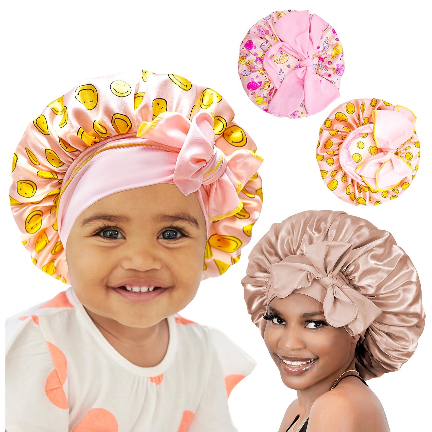 BONNET QUEEN Silk Bonnet for Sleeping Women Satin Bonnet Hair Bonnet Night Sleep Cap Scarf Wrap for Curly Hair with Tie Band