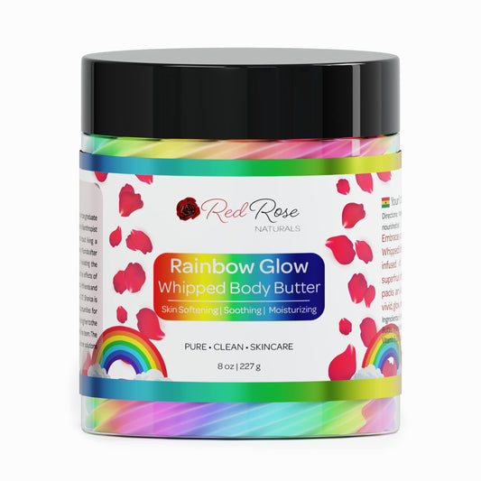 Red Rose Naturals Whipped Rainbow Glow Body Butter, Fruity Scent, Infused with Fruit extracts, 8 Oz, Non-Greasy, Creamy & Moisturizing Shea Butter - Nourishing Skincare for All Skin – Vegan