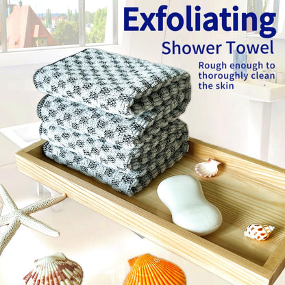 Exfoliating Washcloth, Japanese Exfoliating Towel, Exfoliating Shower Towel, Deep Cleanse for Body Face African Net Sponge Exfoliating Bath Scrubber with 2 Sides for Scrubbing & Washing