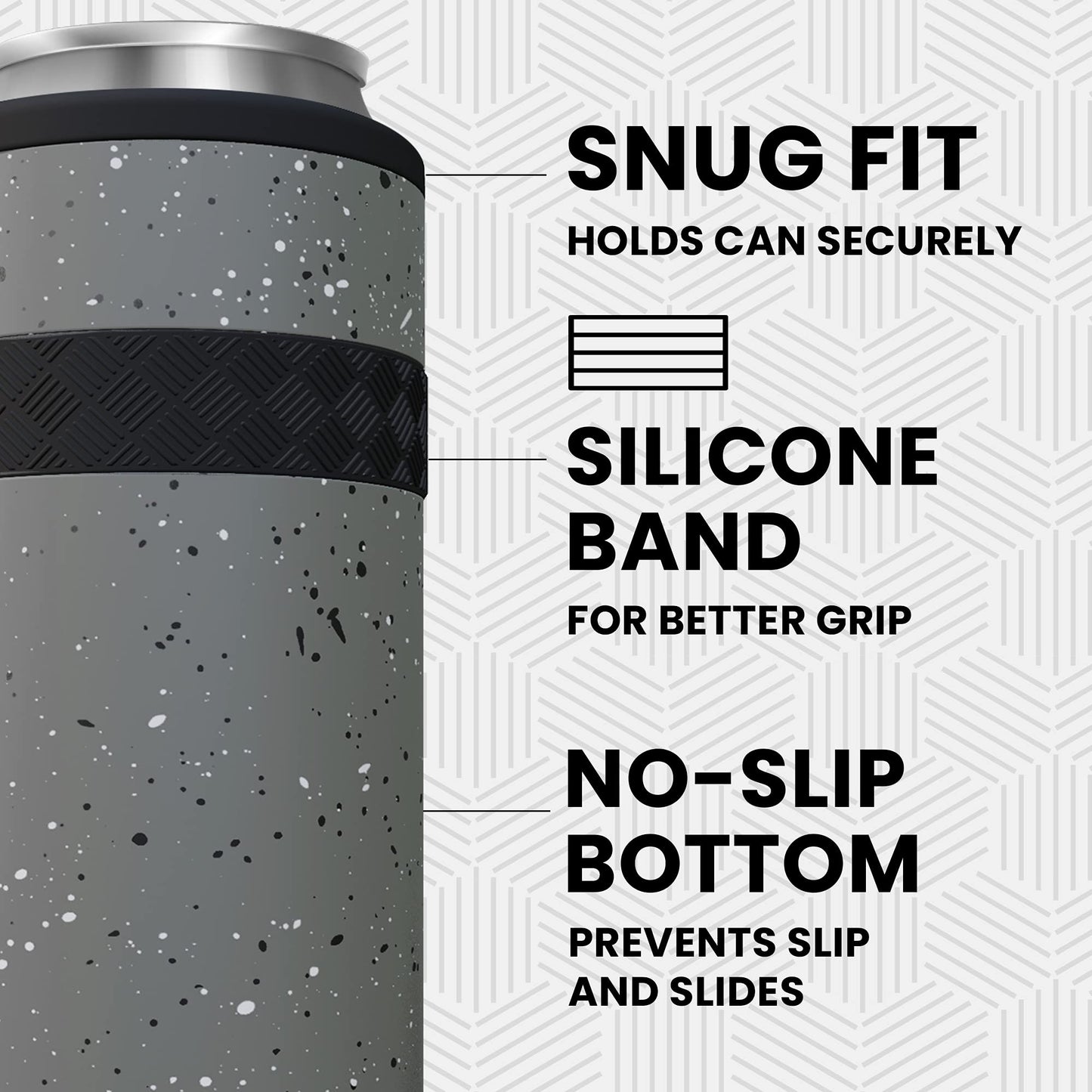 Elemental Insulated Slim Can Cooler, Triple Wall Stainless Steel Skinny Can Cooler - Drink Cooler Insulator for 12oz Skinny Seltzers, Beer, Soda Cans - Speckle Grey