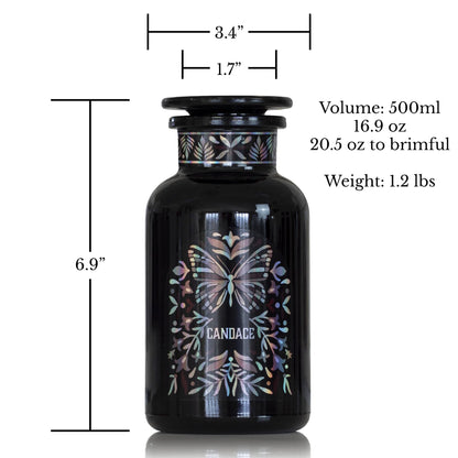 Artanis Home Custom Ultraviolet Glass Apothecary Jar, Gift for Tea Lovers, Airtight Glass Storage for Tea, Herbs, and Spices, with Lid, Custom Gift Box, and Spoon for Home Apothecary, 500 ml